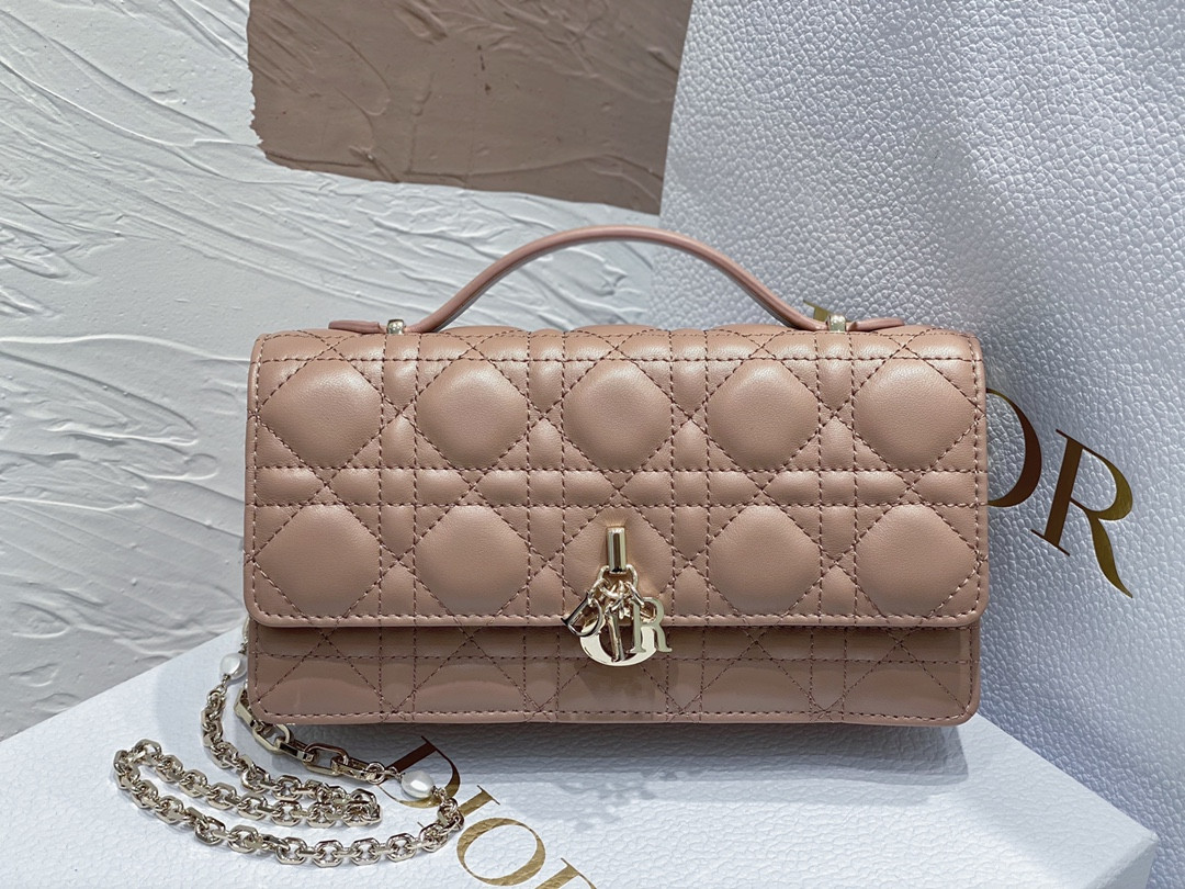 MISS D*0r Mini Handbag Medium Antique Bronze Cannage Woven Pattern S0980ONMJ_M53U 21 x 11.5 x 4.5 cm