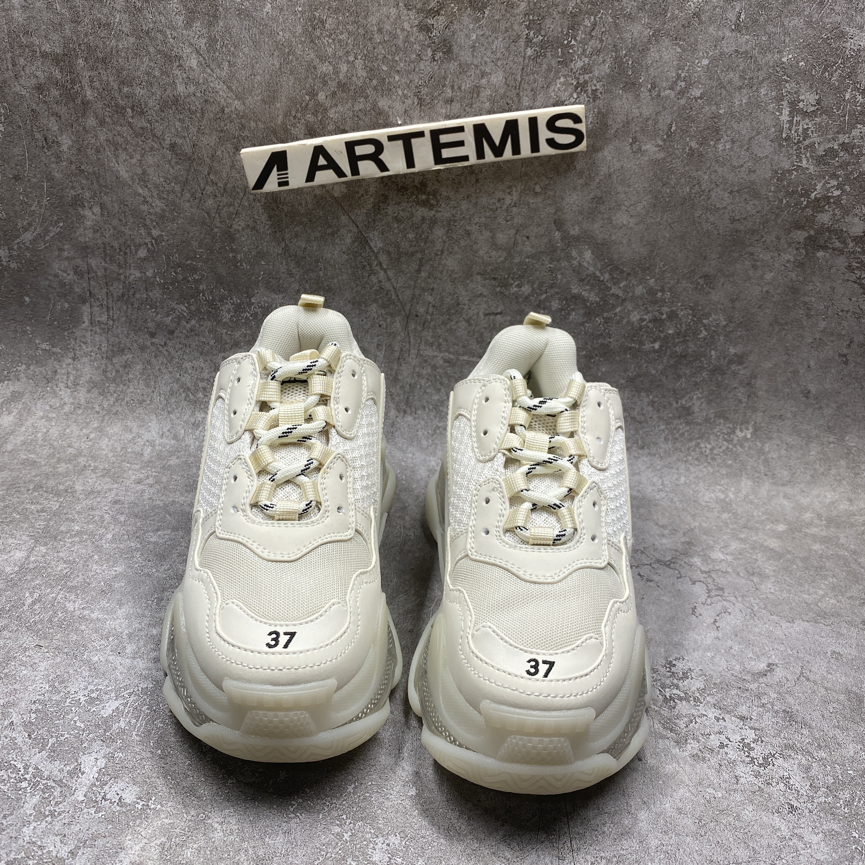 Balencag Off-White Clear Sole Triple S Sneakers