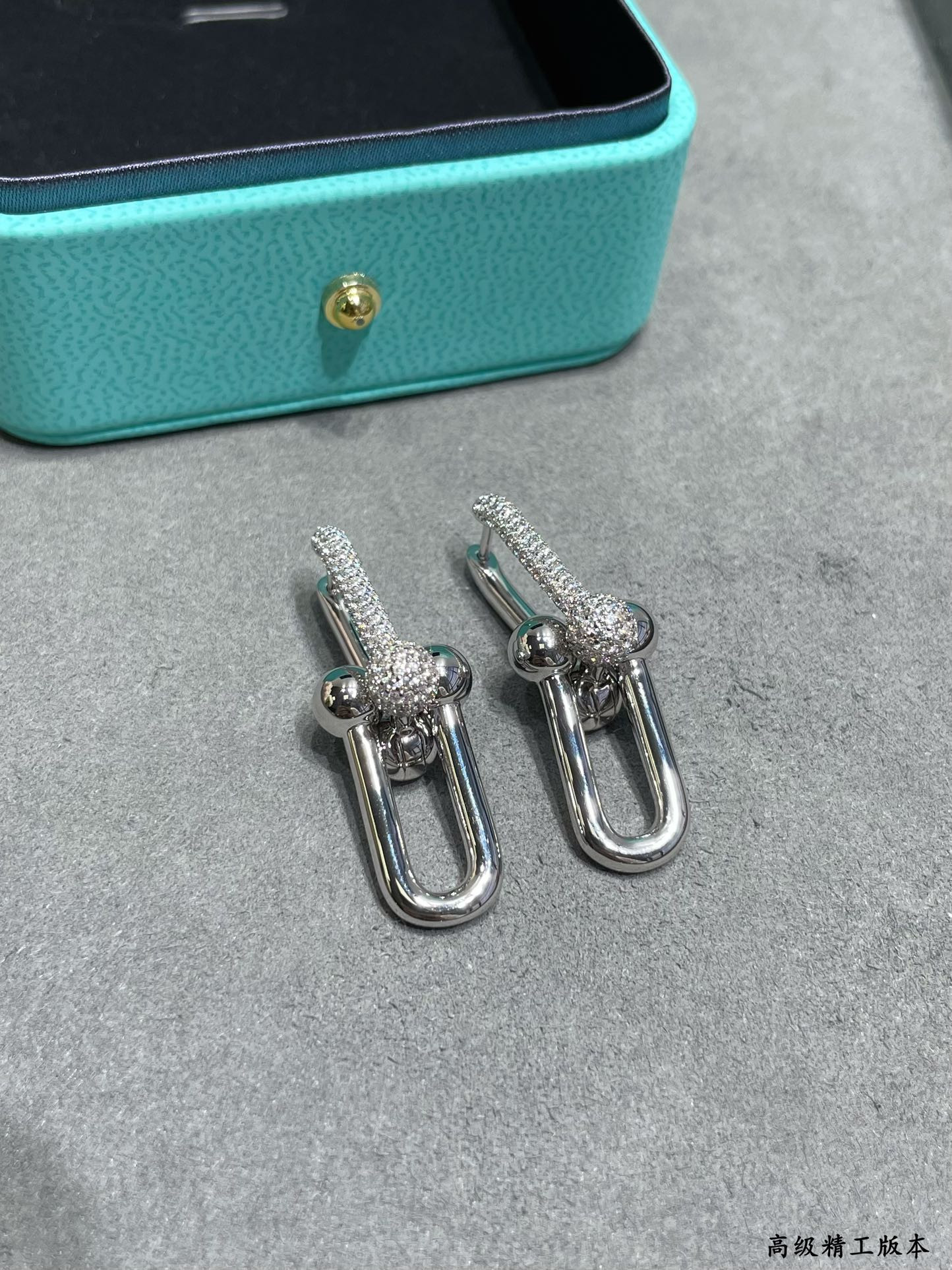 T*f*ny & Co. Stirrup With diamond Double Hoop Earrings