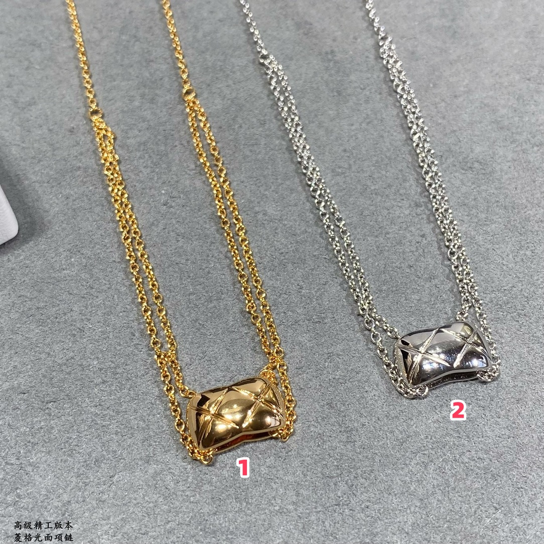 Ch*el Carved diamond polished Necklace