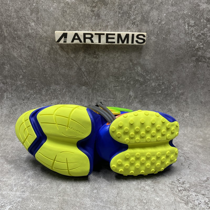 Balmain Multicolor neoprene and calfskin Unicorn low-top sneakers